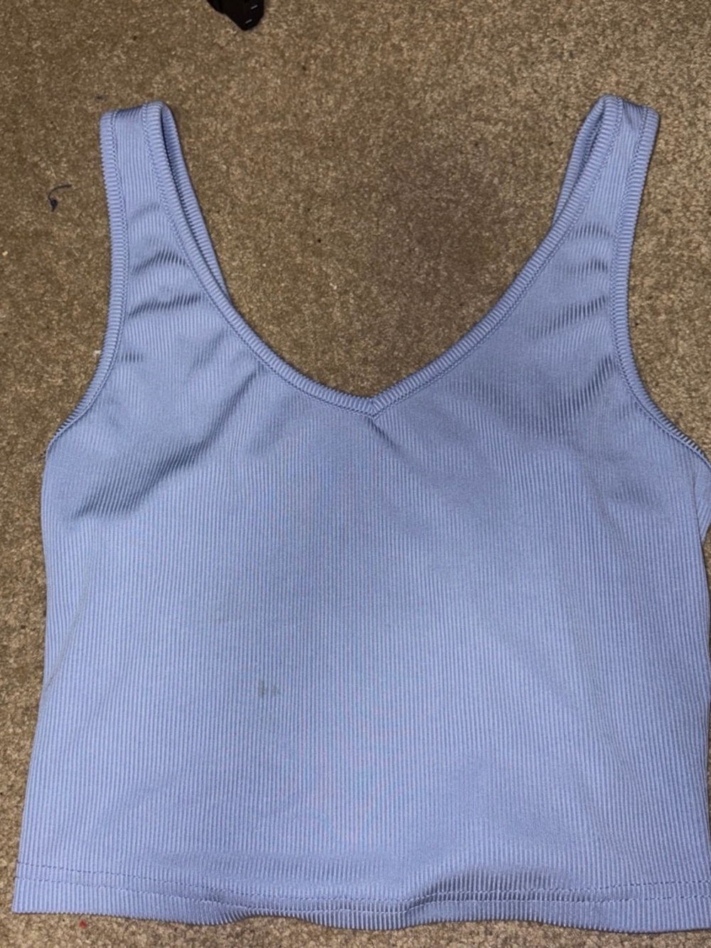 SHEIN Light Blue Ribbed V-Neck Tank Top
